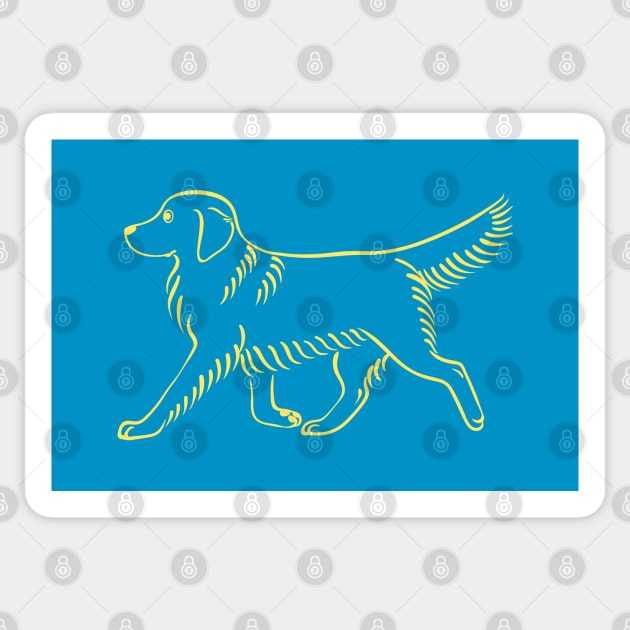 Trotting Golden Retriever Sticker by illucalliart